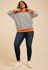 Plus Size Game Day Striped Sweatshirt, C2682, small