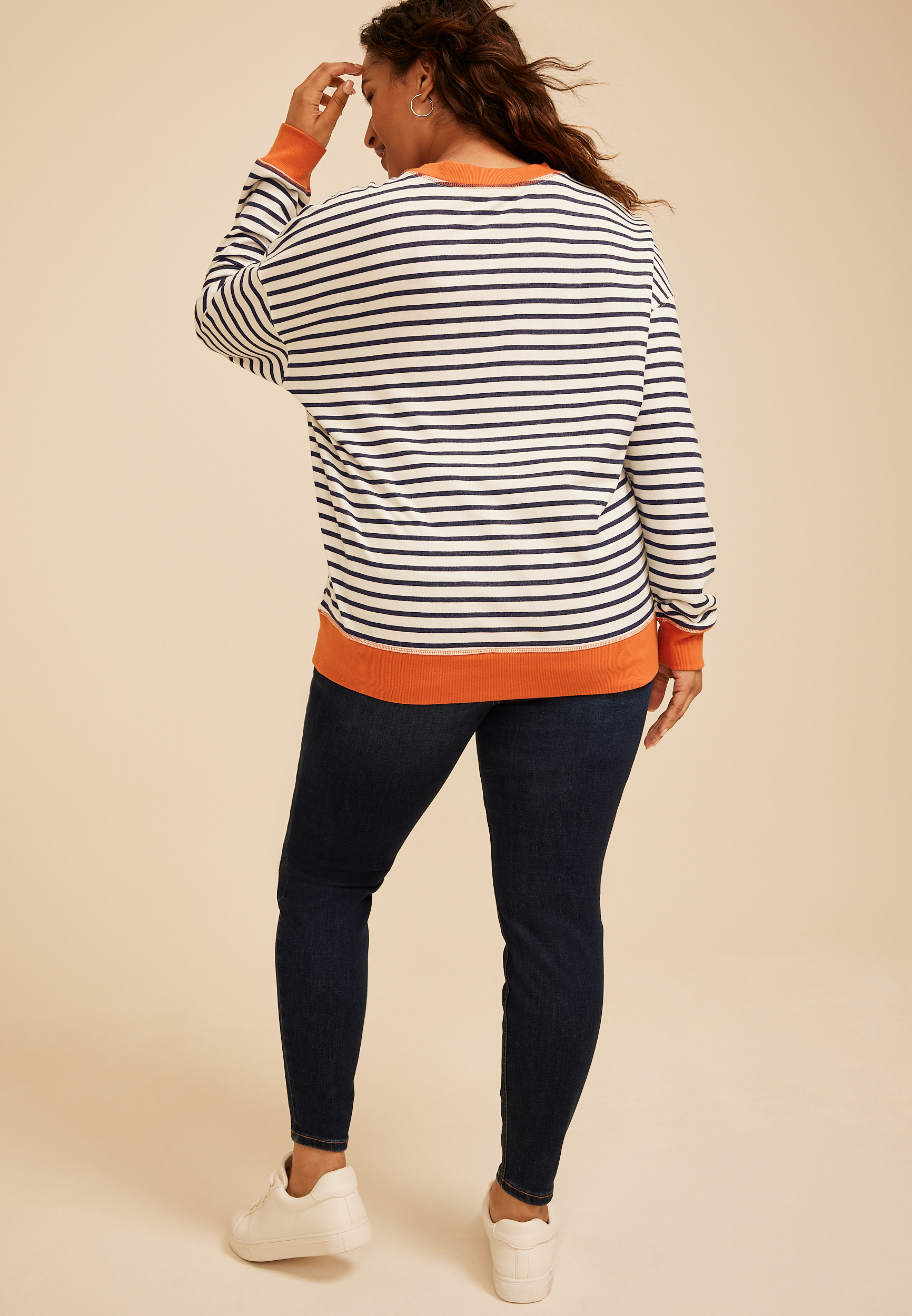 Plus Size Game Day Striped Sweatshirt, C2682, large