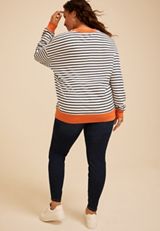 Plus Size Game Day Striped Sweatshirt, C2682, small