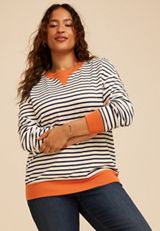 Plus Size Game Day Striped Sweatshirt, C2682, small