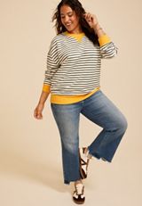 Plus Size Game Day Striped Sweatshirt, C4631, small