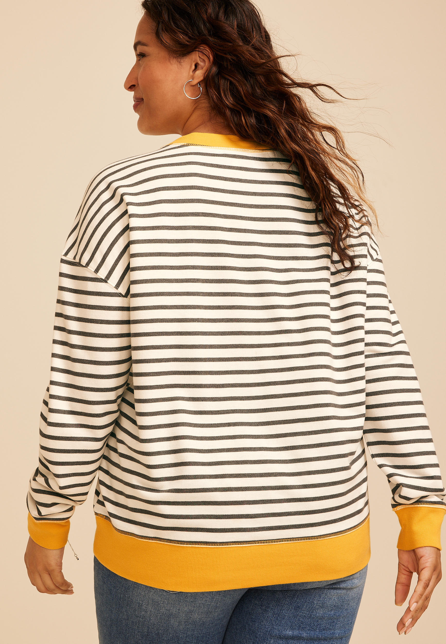 Plus Size Game Day Striped Sweatshirt, C4631, large