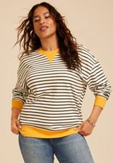 Plus Size Game Day Striped Sweatshirt, C4631, small