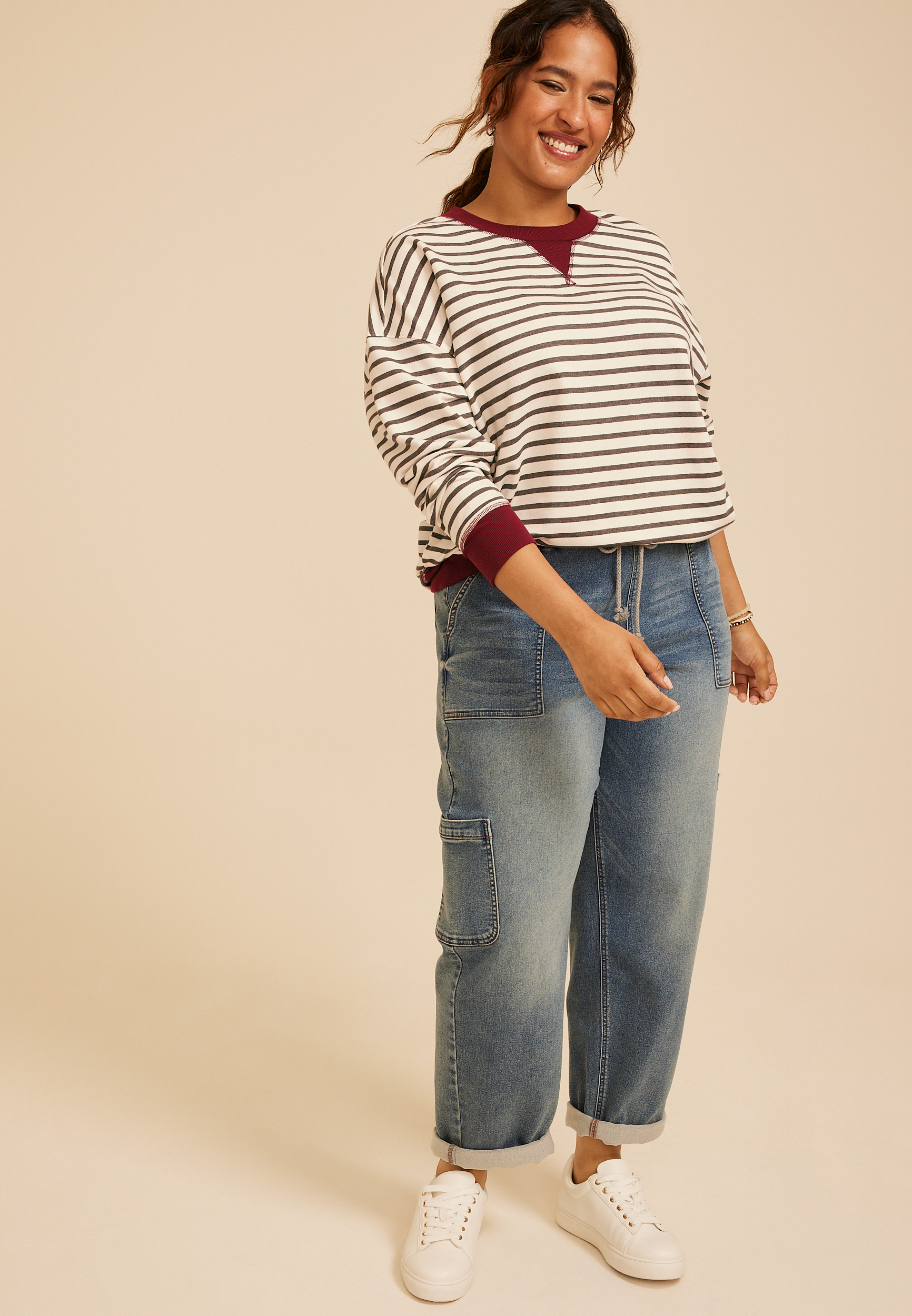 Maurices Plus Size Women's Game Day Striped Sweatshirt