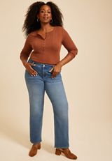 Plus Size m jeans by maurices™ Mid Rise Knit Relaxed Straight Jean, C3337, small