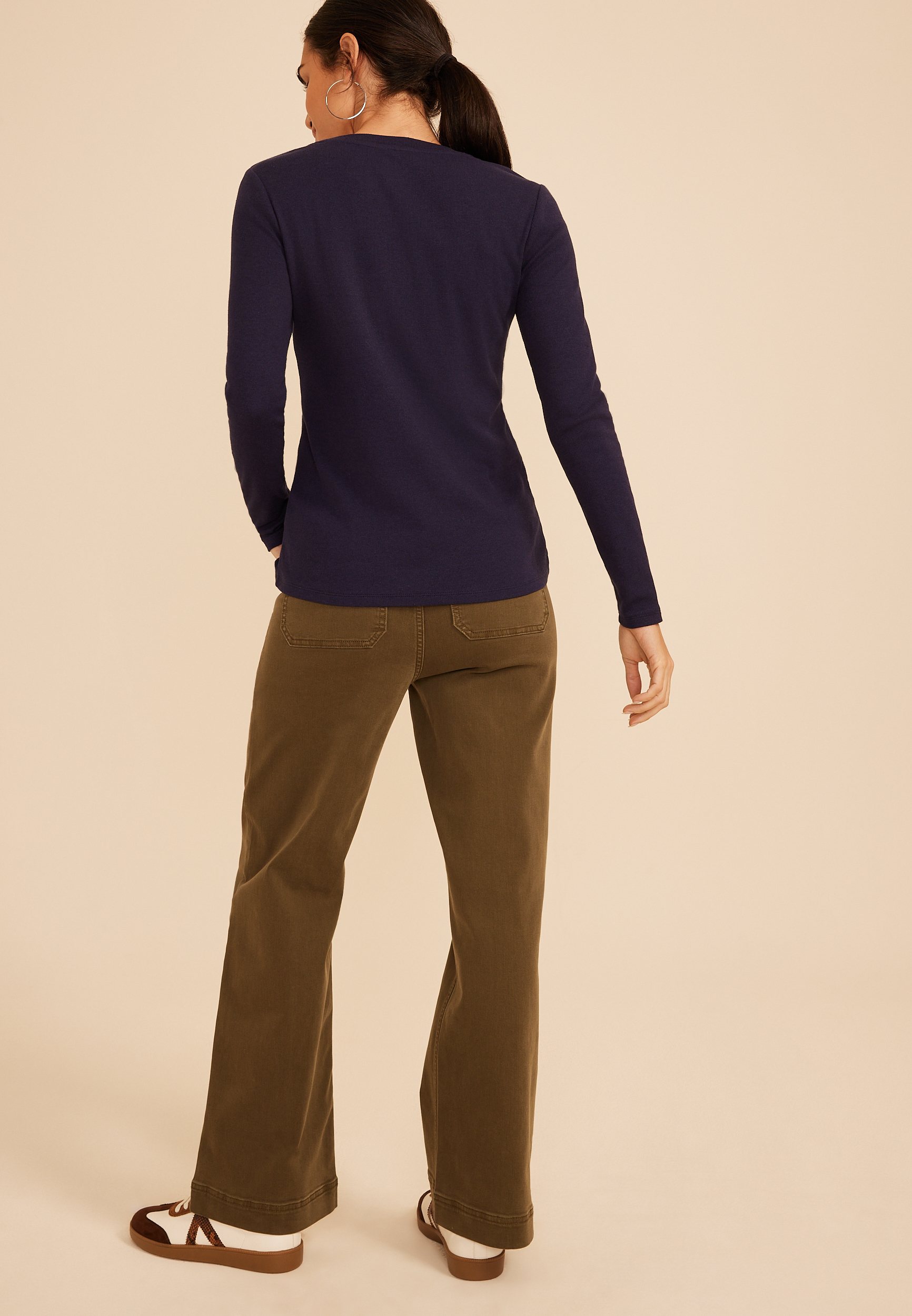 24/7 Ada Ribbed Long Sleeve Tee, C1378, large