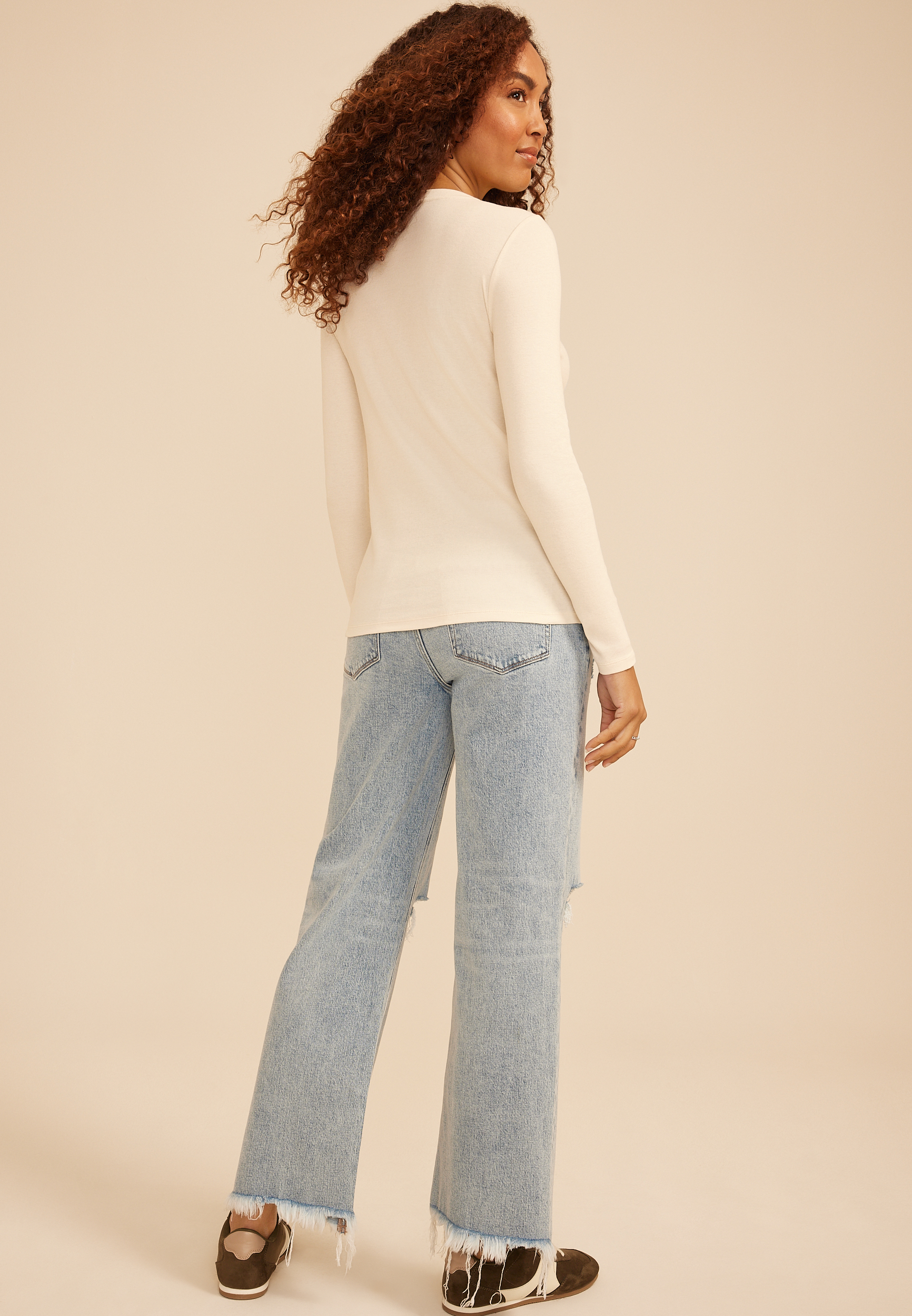 24/7 Ada Ribbed Long Sleeve Tee, C8232, large