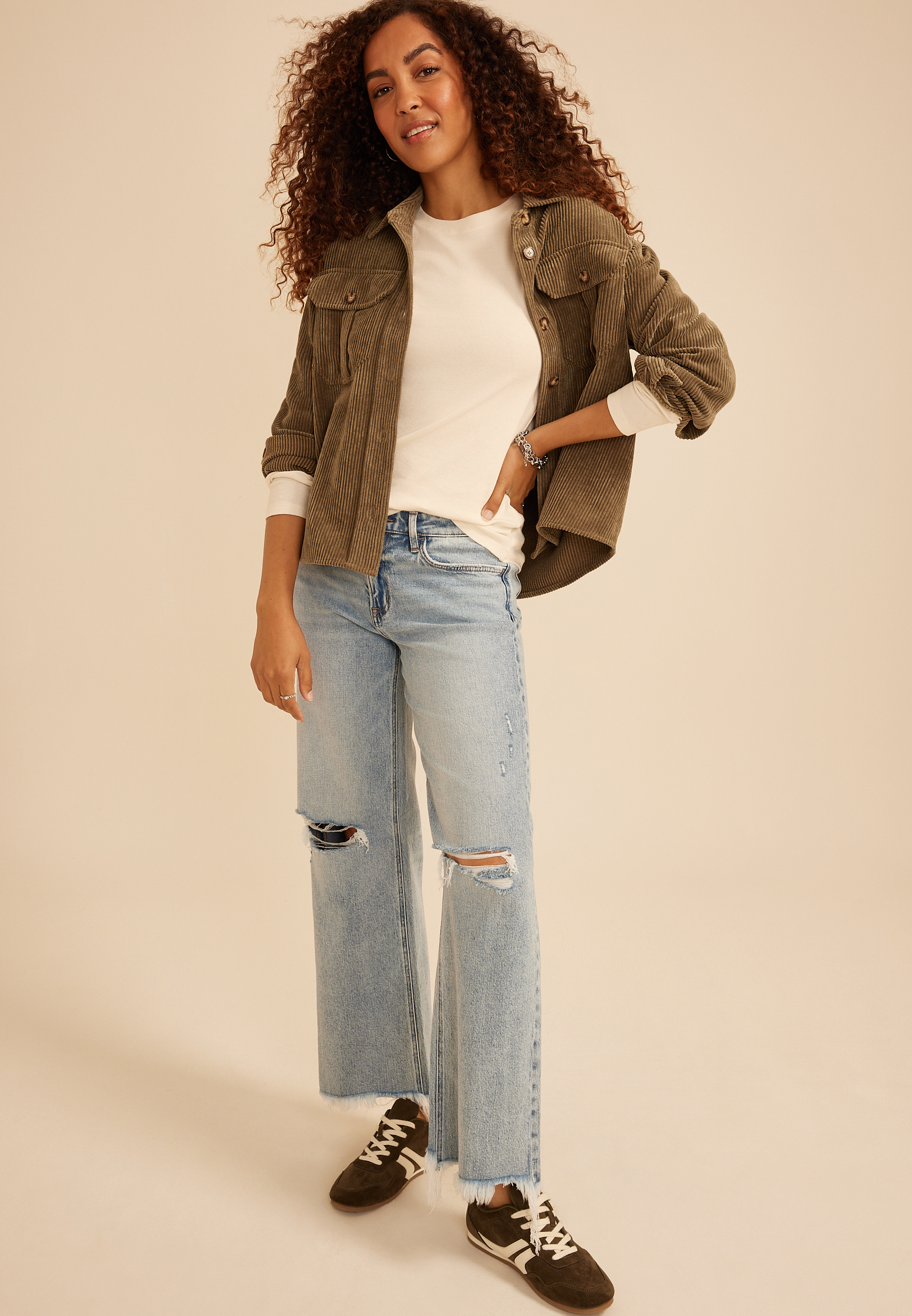 24/7 Ada Ribbed Long Sleeve Tee, C8232, large