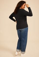 Plus Size 24/7 Ada Ribbed Long Sleeve Tee, C106, small