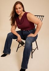 Plus Size Studio Y Textured Cowl Neck Tank Top, C7923, small