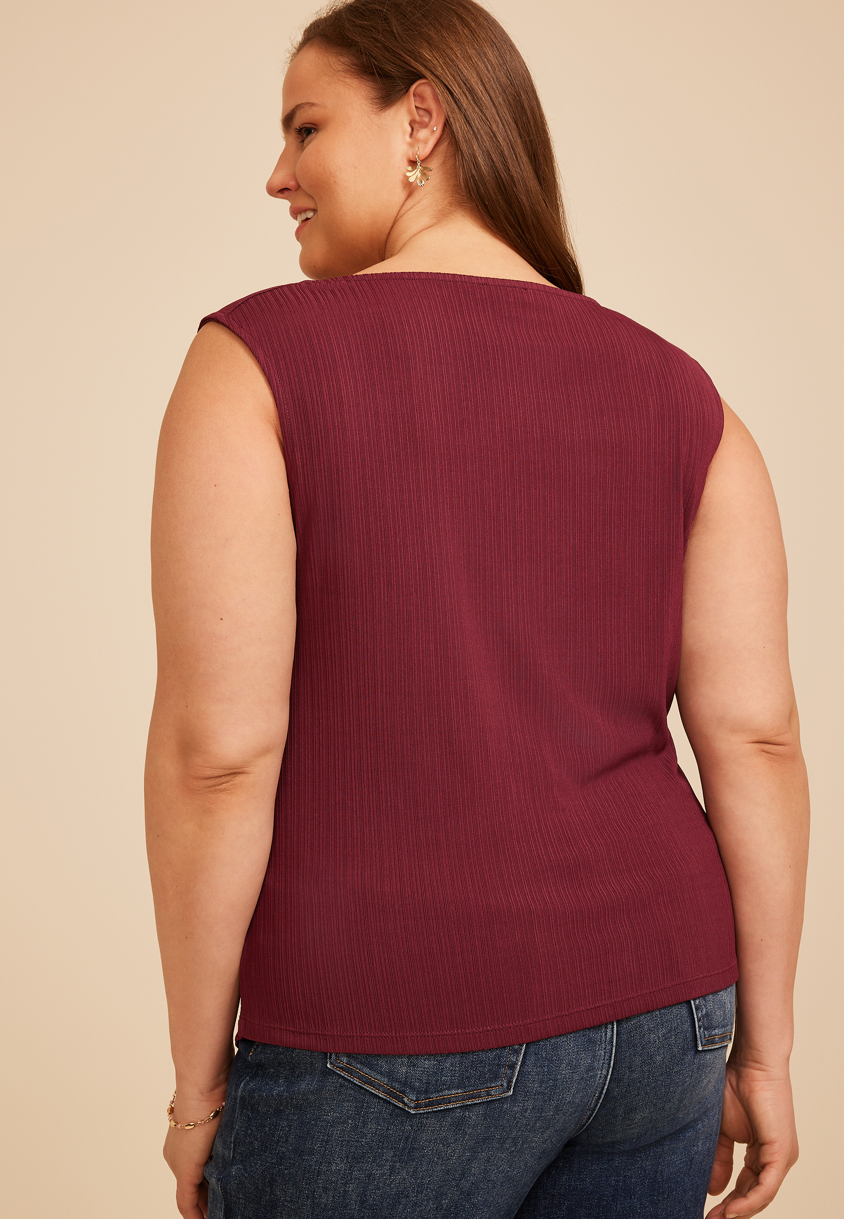 Plus Size Studio Y Textured Cowl Neck Tank Top, C7923, large