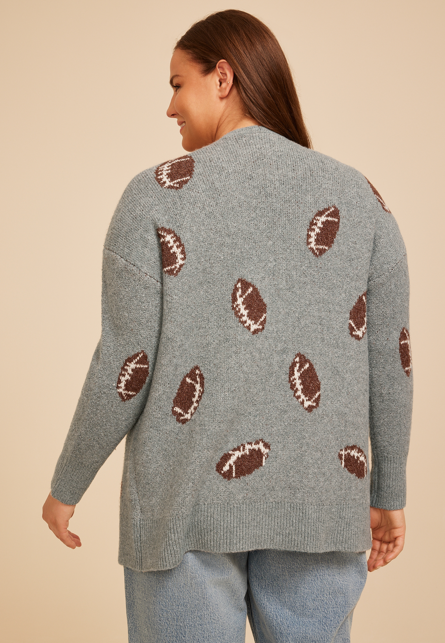 Plus Size Football Open Front Cardigan, C1942, large