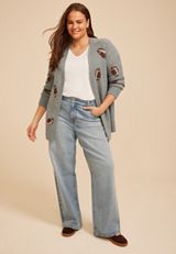 Plus Size Football Open Front Cardigan, C1942, small