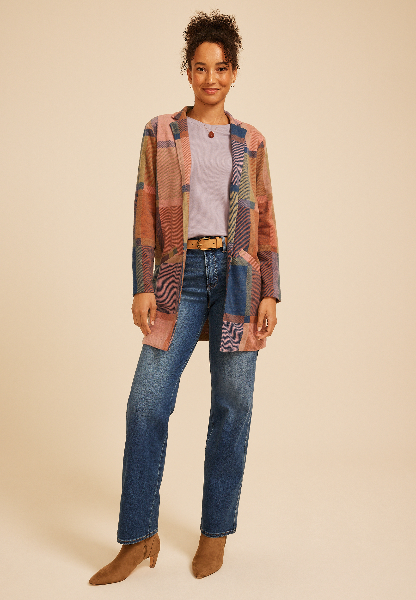 Plaid Longline Blazer
