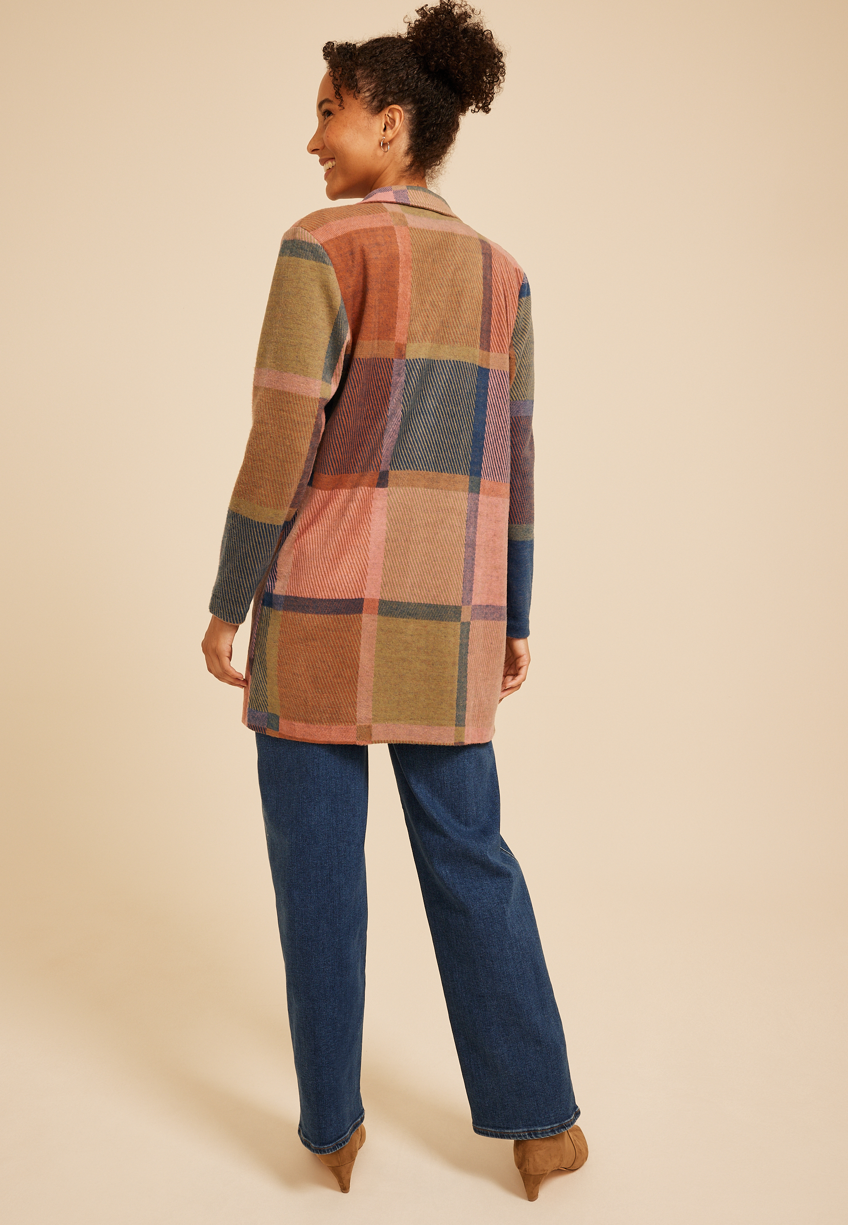 Plaid Longline Blazer, C1524, large