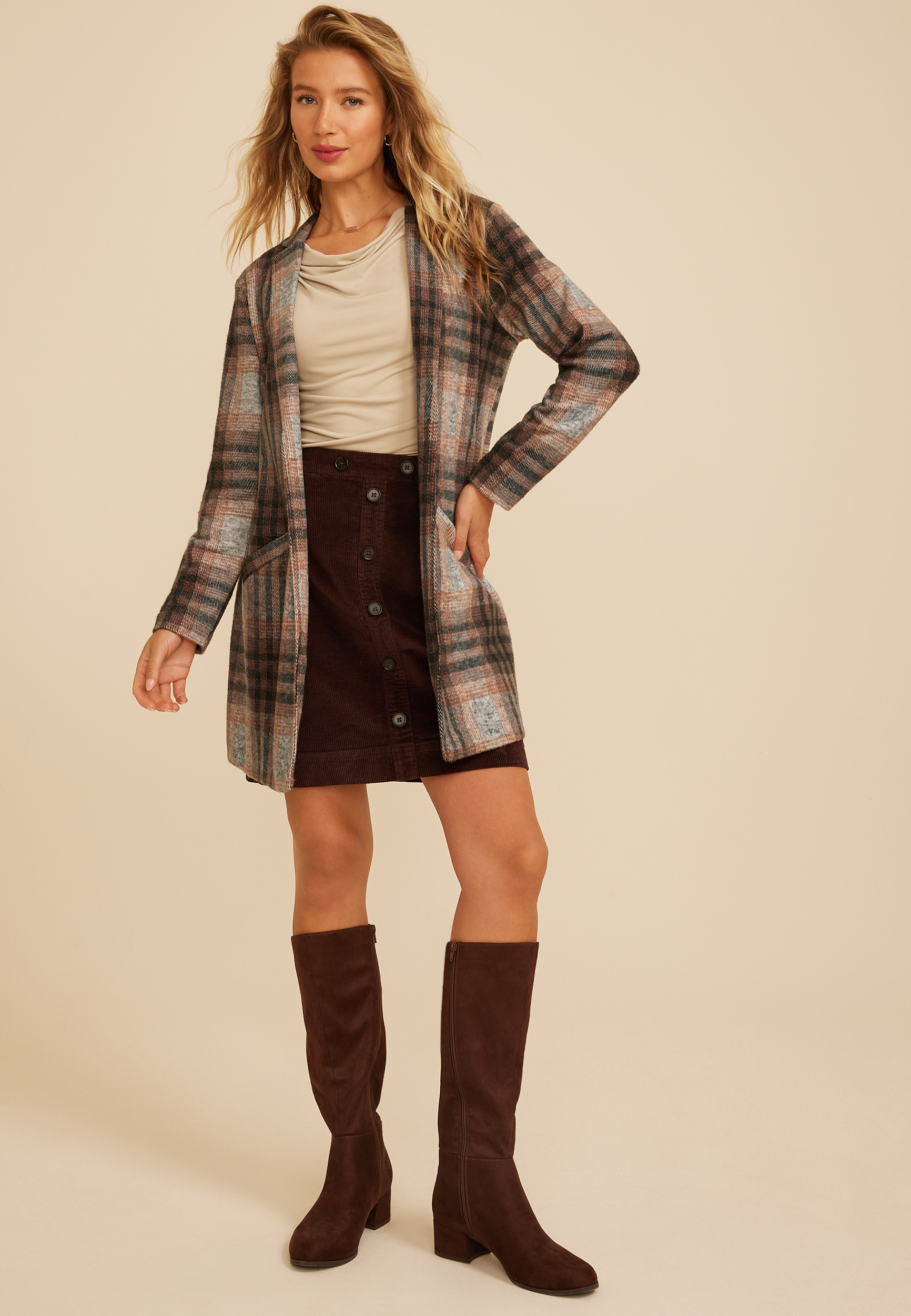 Plaid Longline Blazer