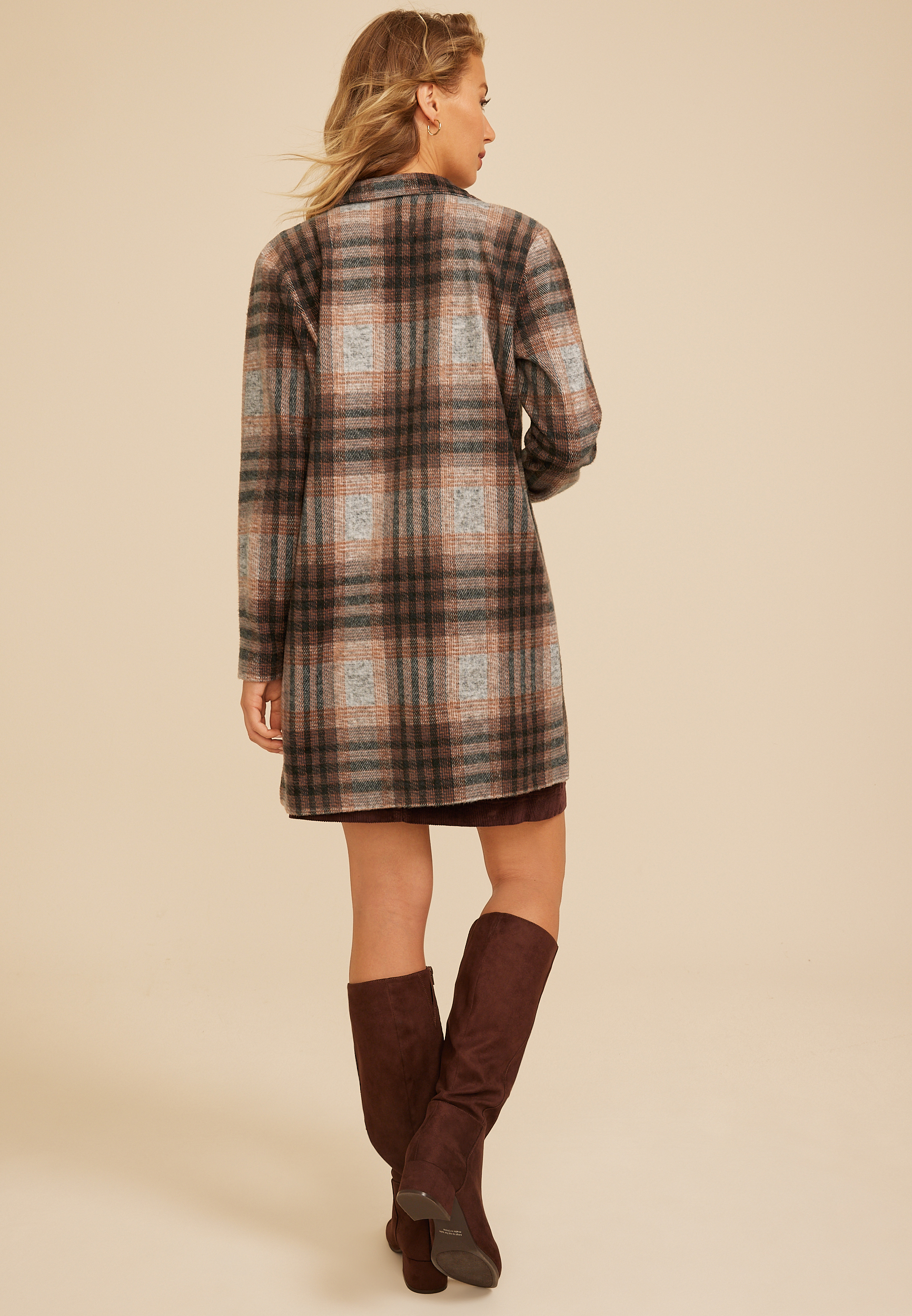 Plaid Longline Blazer, C1756, large