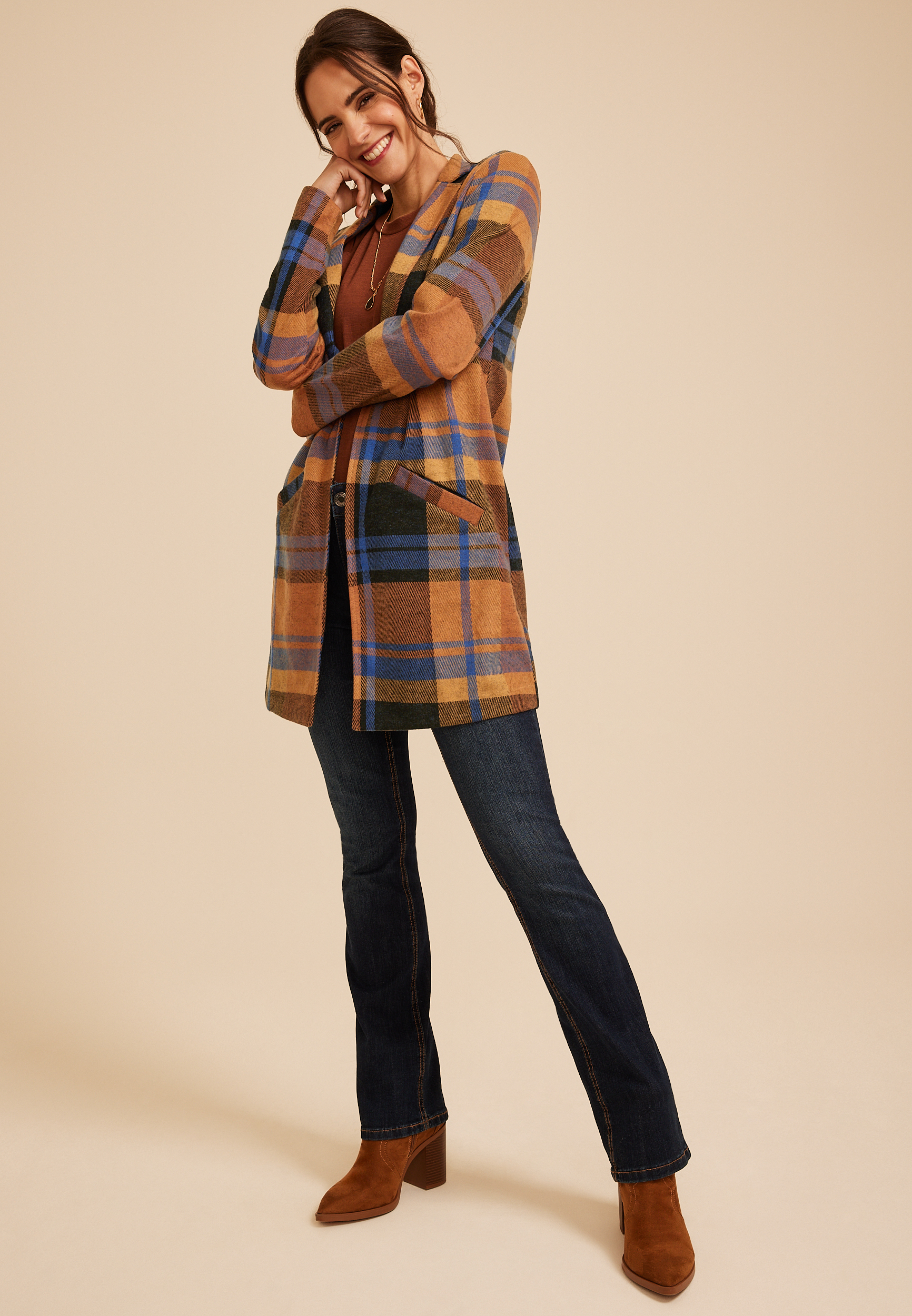 Plaid Longline Blazer