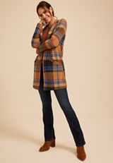 Plaid Longline Blazer, C8658, small