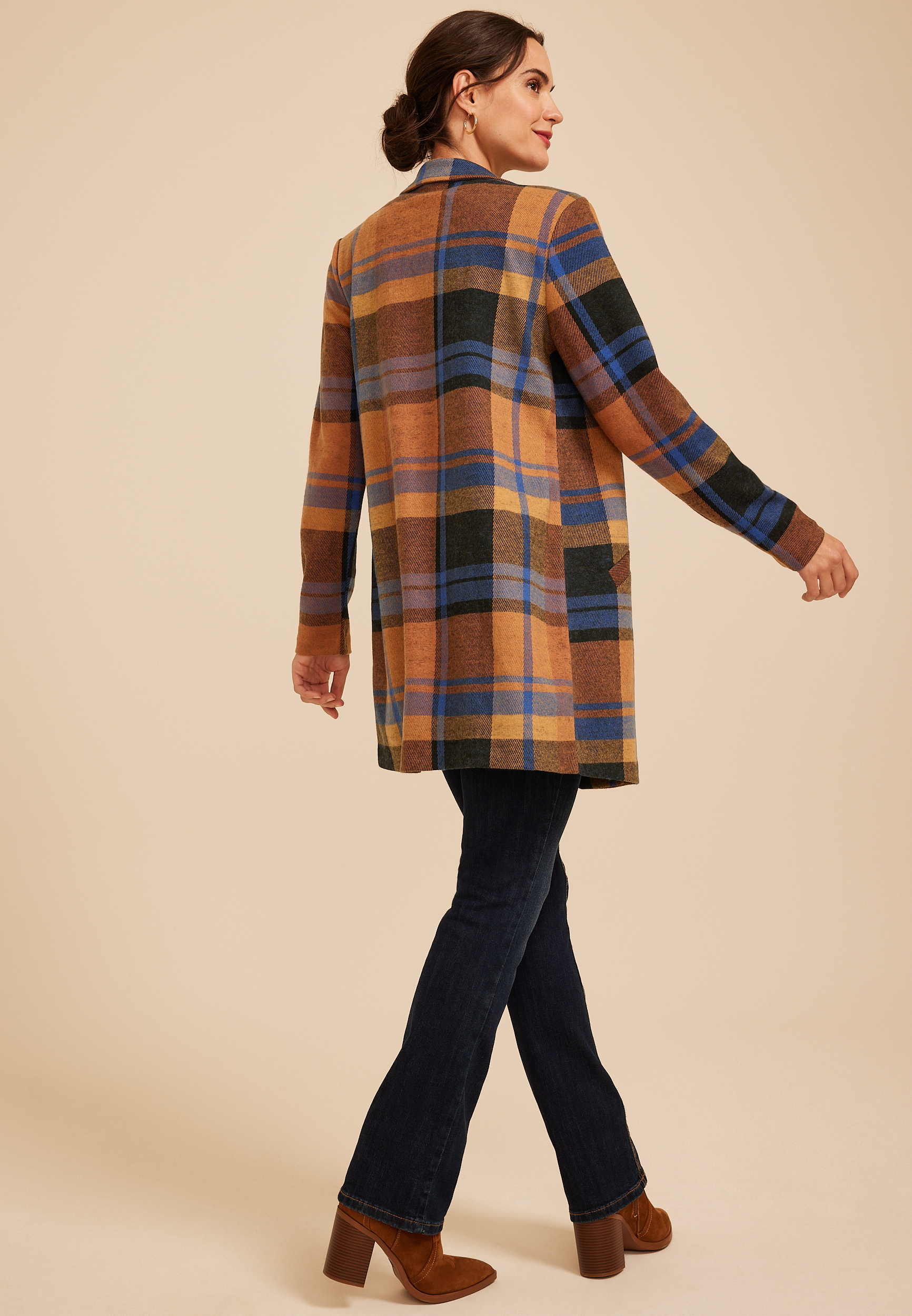 Plaid Longline Blazer, C8658, large