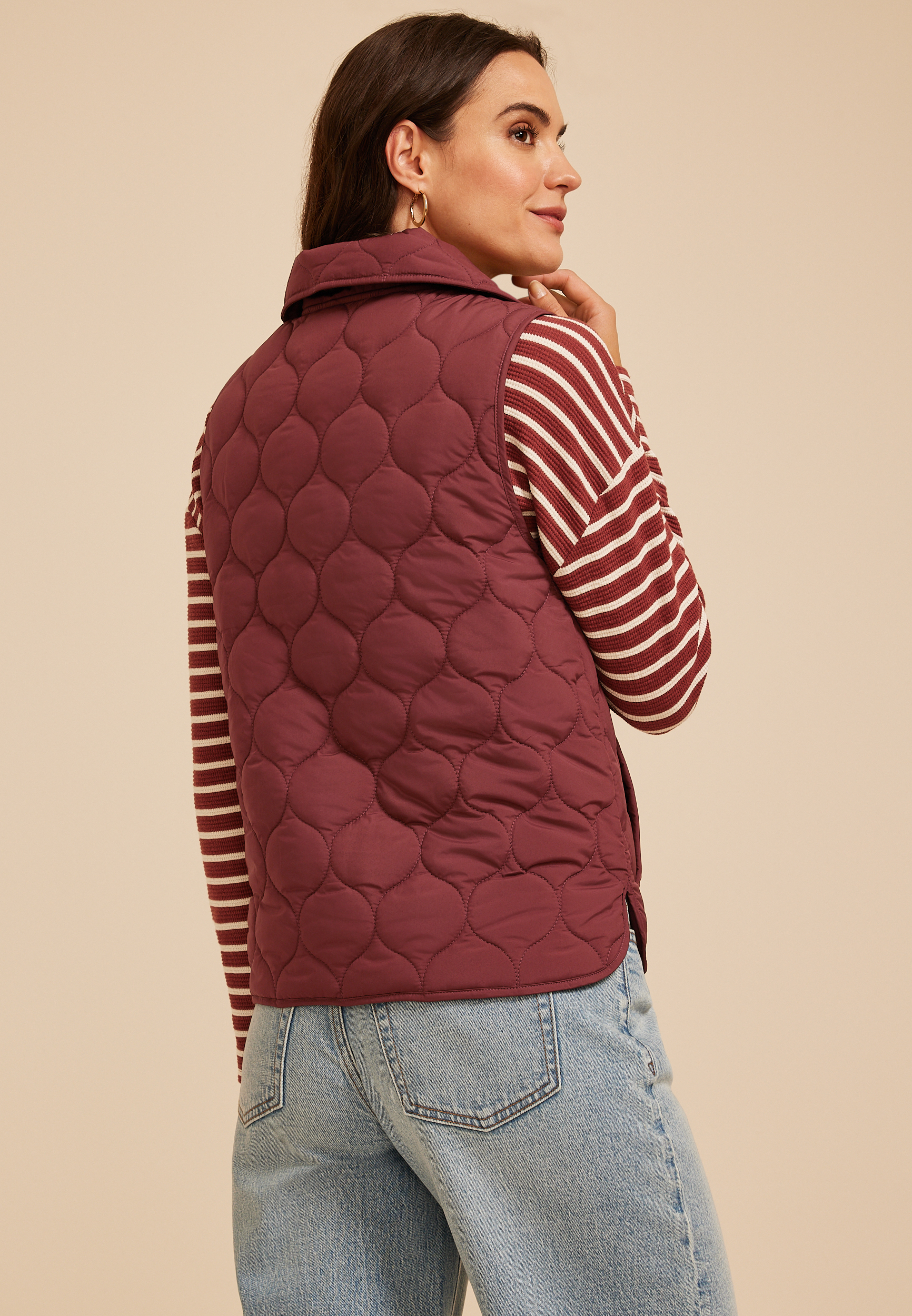 Quilted Snap Front Athleisure Vest, C5221, large