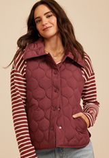 Quilted Snap Front Athleisure Vest, C5221, small