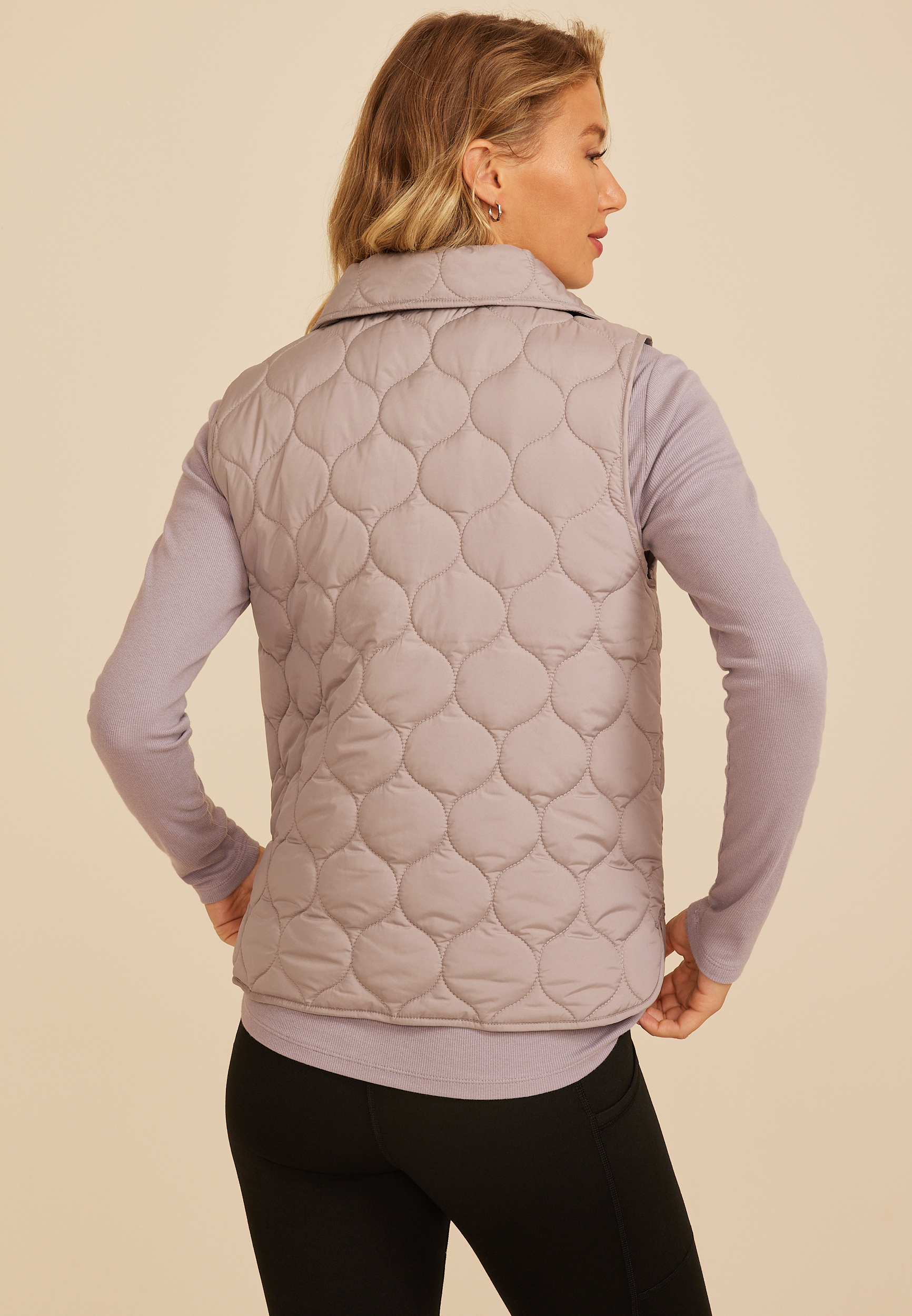 Quilted Snap Front Athleisure Vest, SATELITE, large
