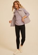 Quilted Snap Front Athleisure Vest, SATELITE, small