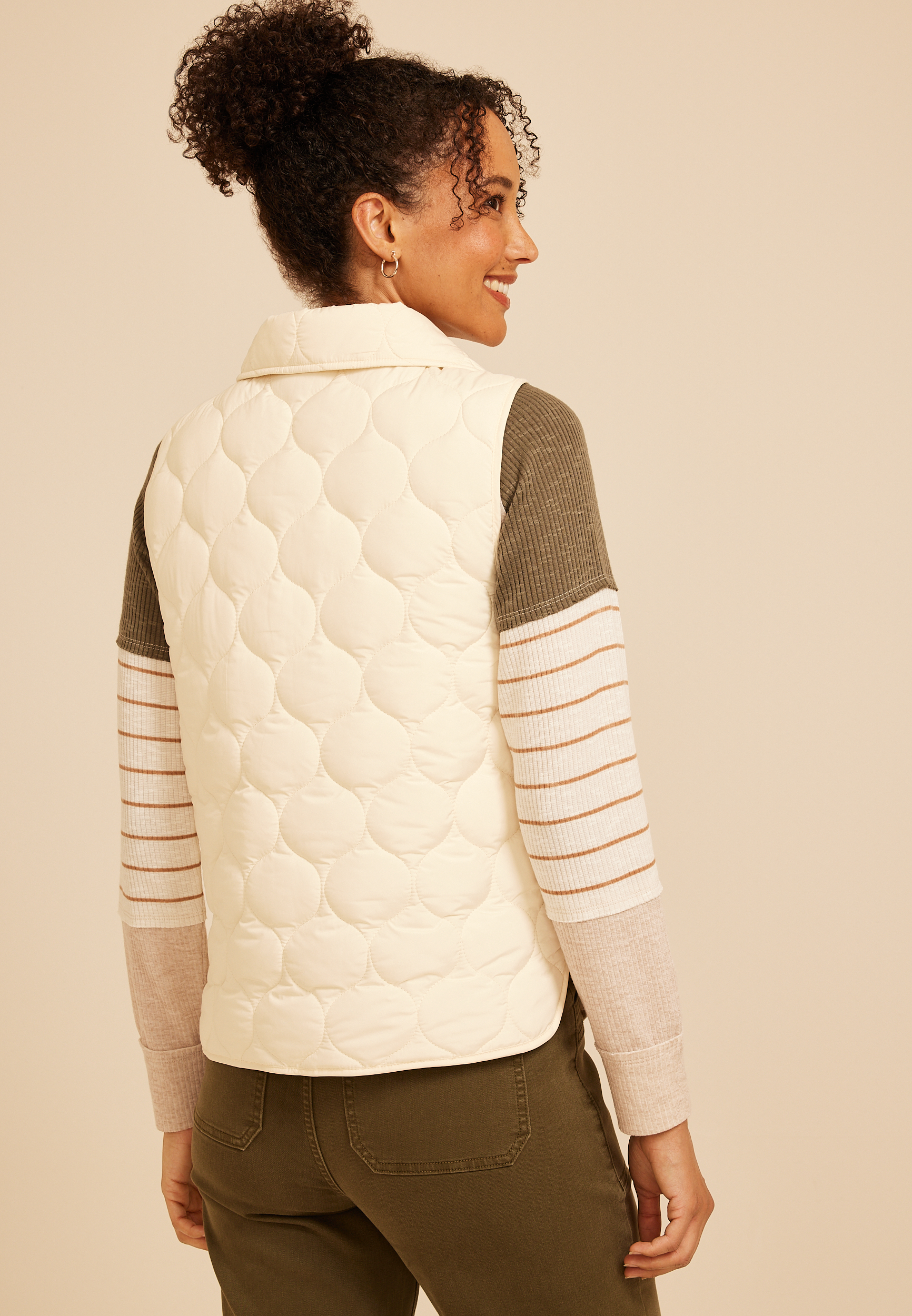 Quilted Snap Front Athleisure Vest, C8232, large