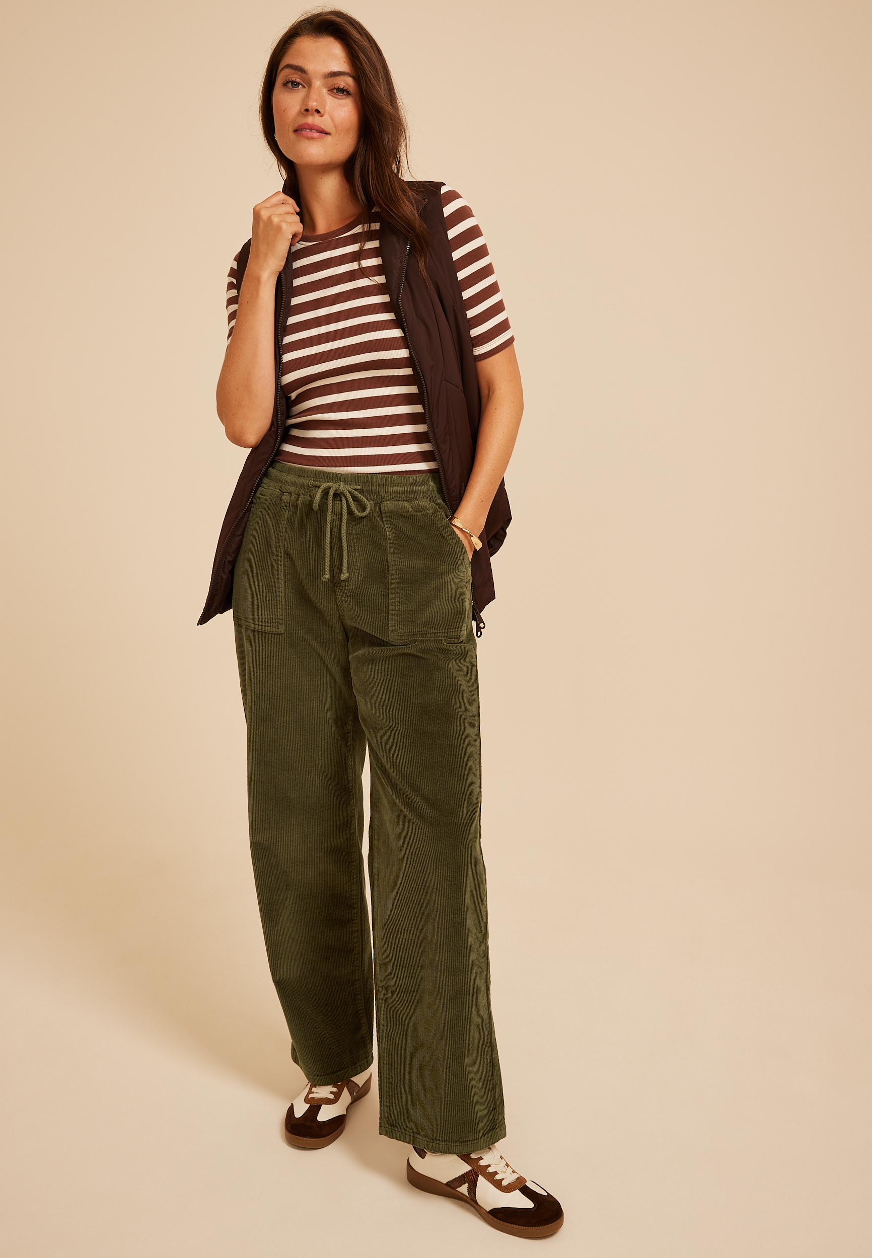 Stretch Corduroy Pull On Wide Leg Pant