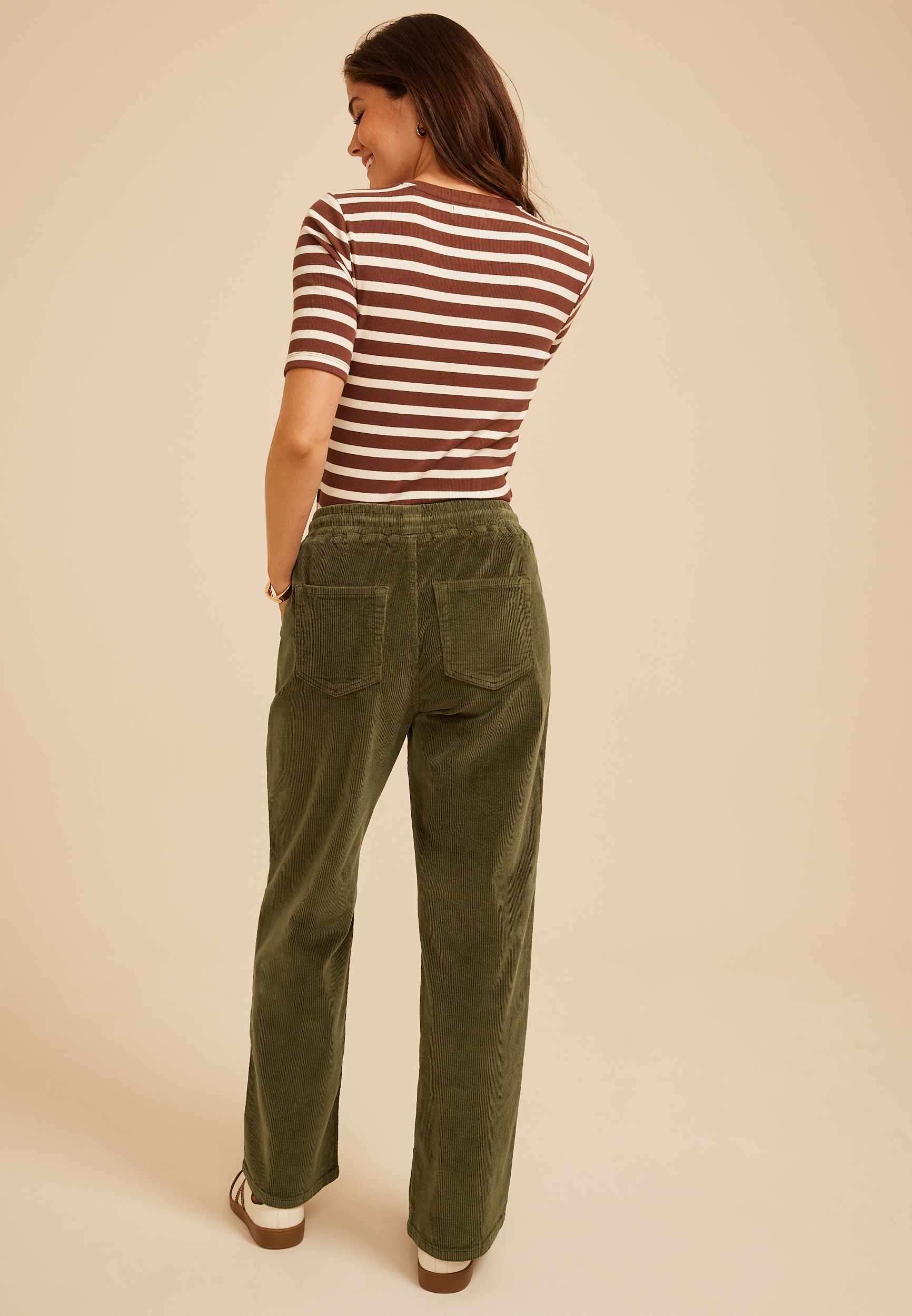 Stretch Corduroy Pull On Wide Leg Pant, C9161, large