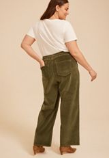 Plus Size Stretch Corduroy Pull On Wide Leg Pant, C9161, small