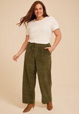 Plus Size Stretch Corduroy Pull On Wide Leg Pant, C9161, small