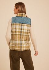 Mixed Plaid Chambray Quilted Vest, C5306, small