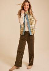 Mixed Plaid Chambray Quilted Vest, C5306, small