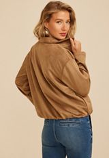 Faux Suede Bubble Hem Jacket, C210, small