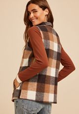 Buffalo Plaid Button Front Vest, C5330, small