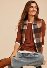 Buffalo Plaid Button Front Vest, C5330, small