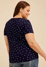 Plus Size 24/7 Polka Dot Side Knot Tee, C6666, small