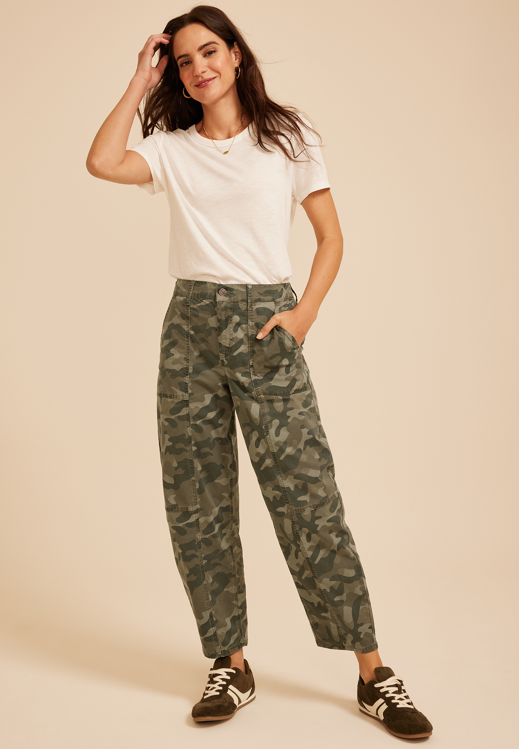 Camo High Rise Seamed Barrel Pant, C8897, large
