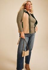 Plus Size Snap Front Sherpa Vest, C1829, small