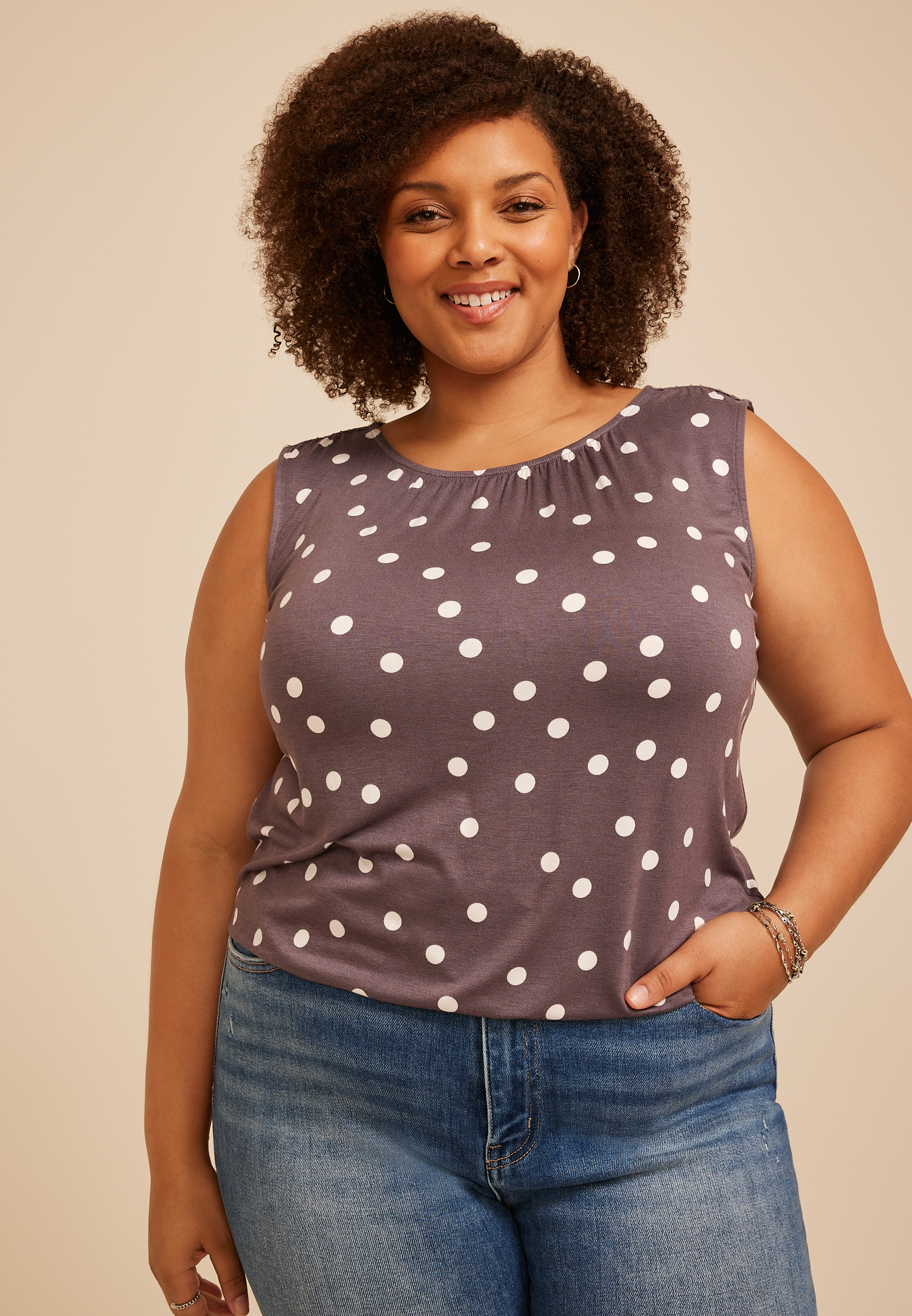 Plus Size Bubble Hem Tank Top, C1210, large