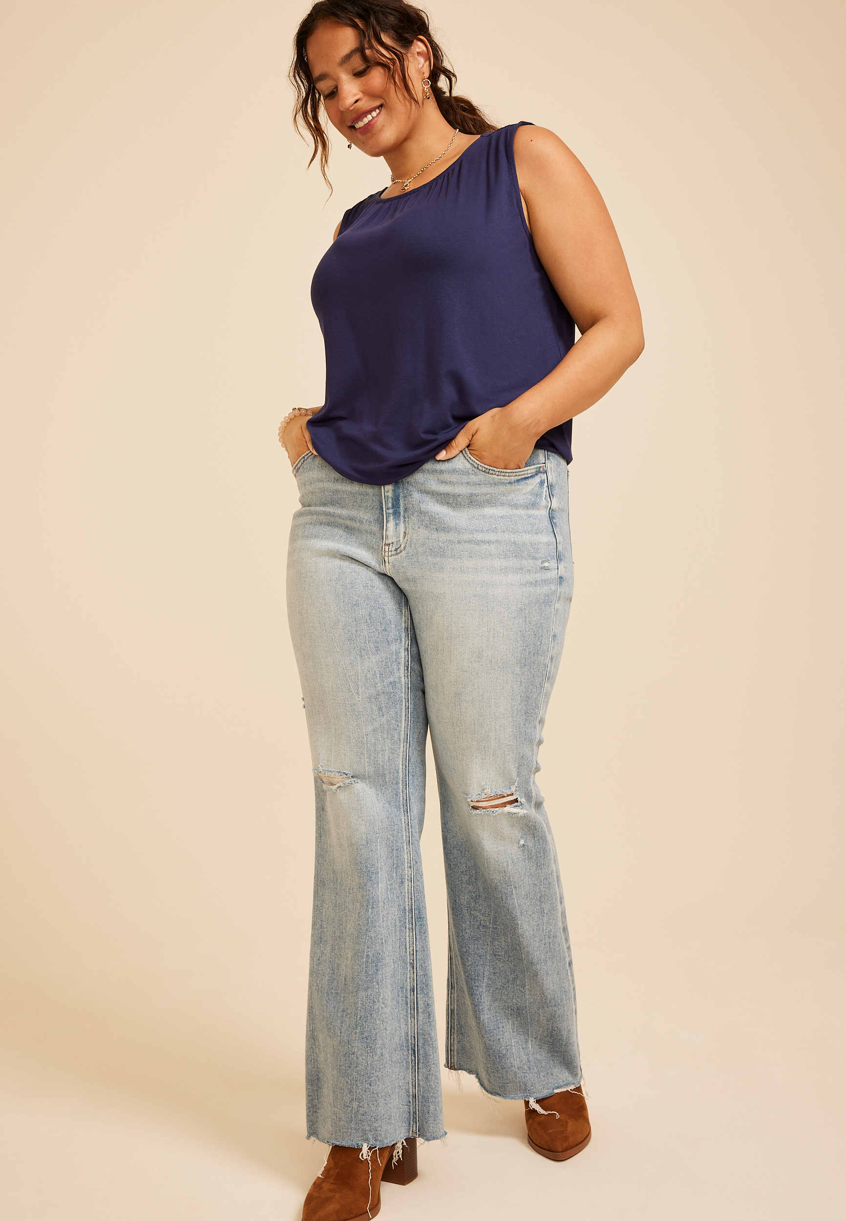 Plus Size Bubble Hem Tank Top