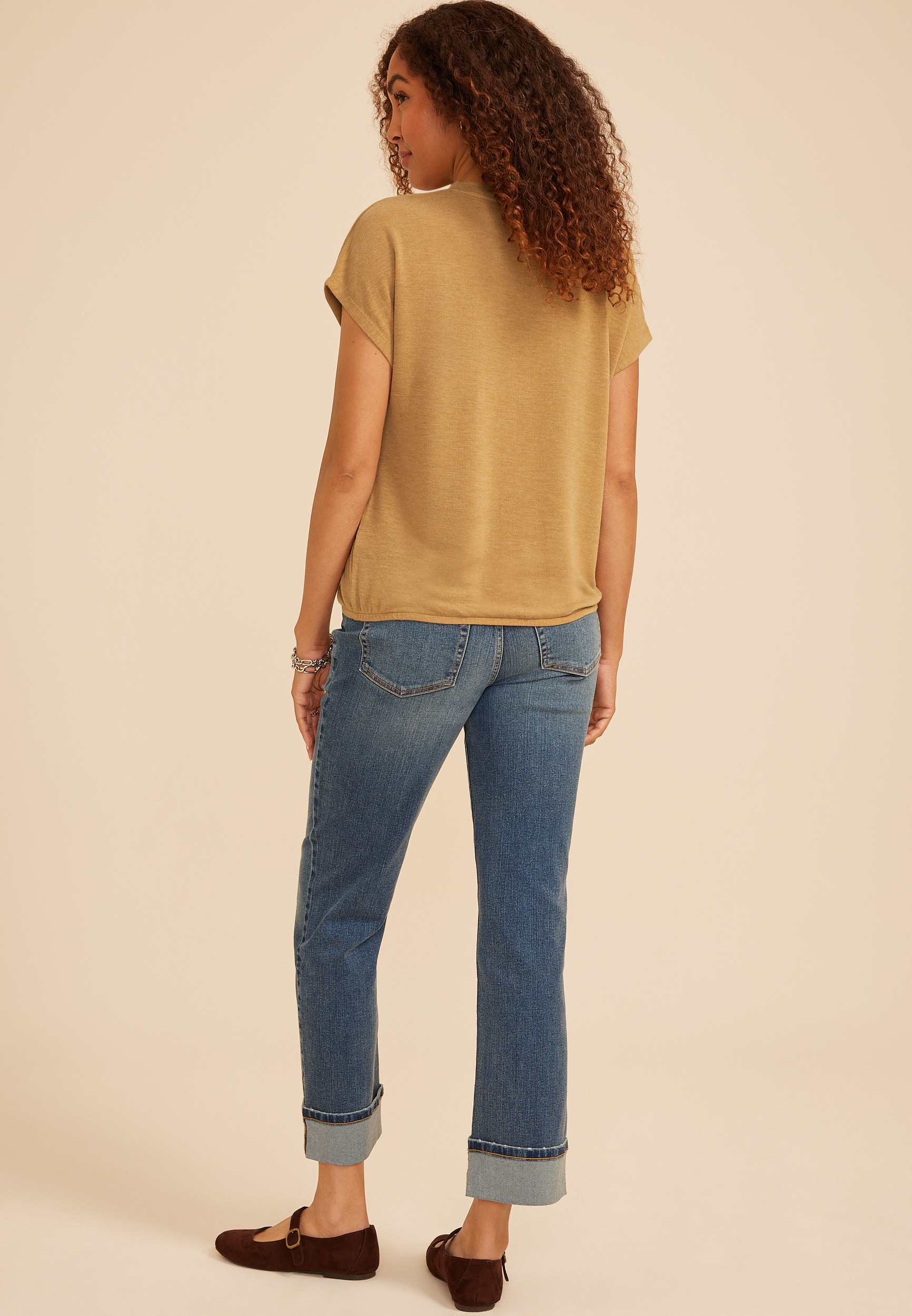 24/7 Bubble Hem V Neck Tee, C4237, large