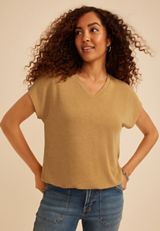 24/7 Bubble Hem V Neck Tee, C4237, small