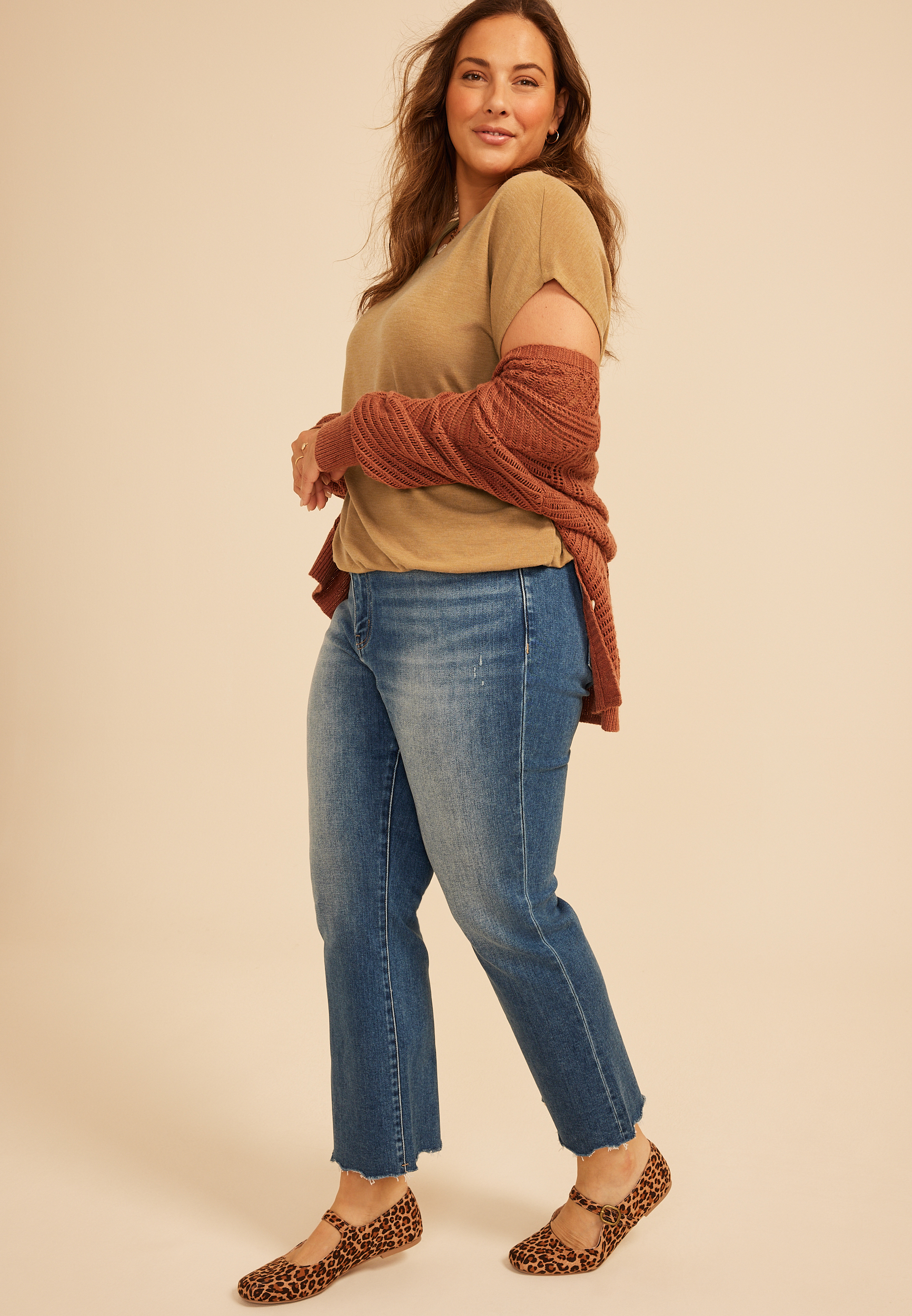 Plus Size 24/7 Bubble Hem V Neck Tee
