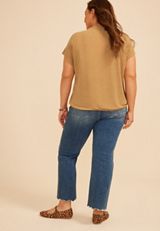 Plus Size 24/7 Bubble Hem V Neck Tee, C4237, small