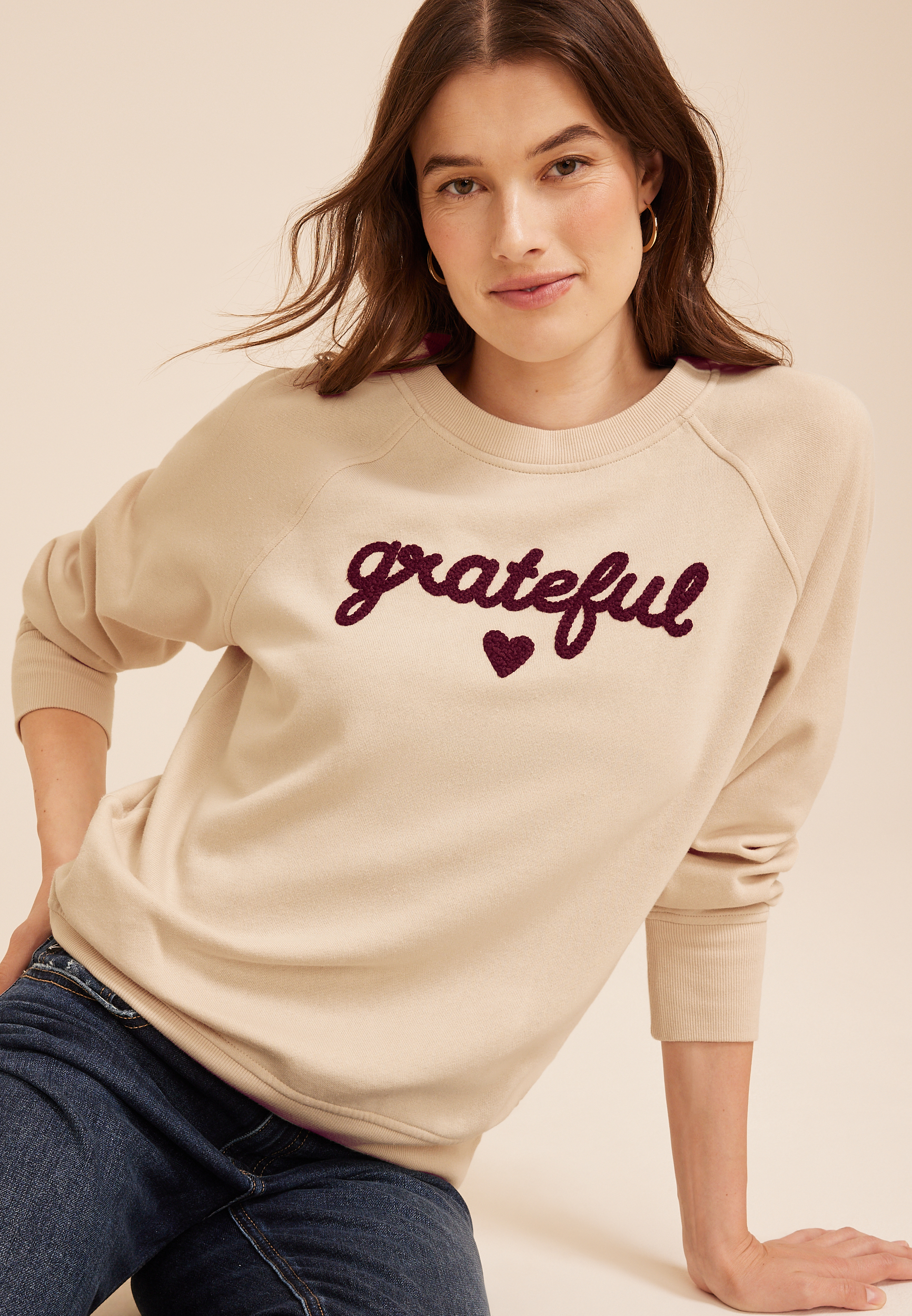 Grateful Embroidered Sweatshirt, C999, large