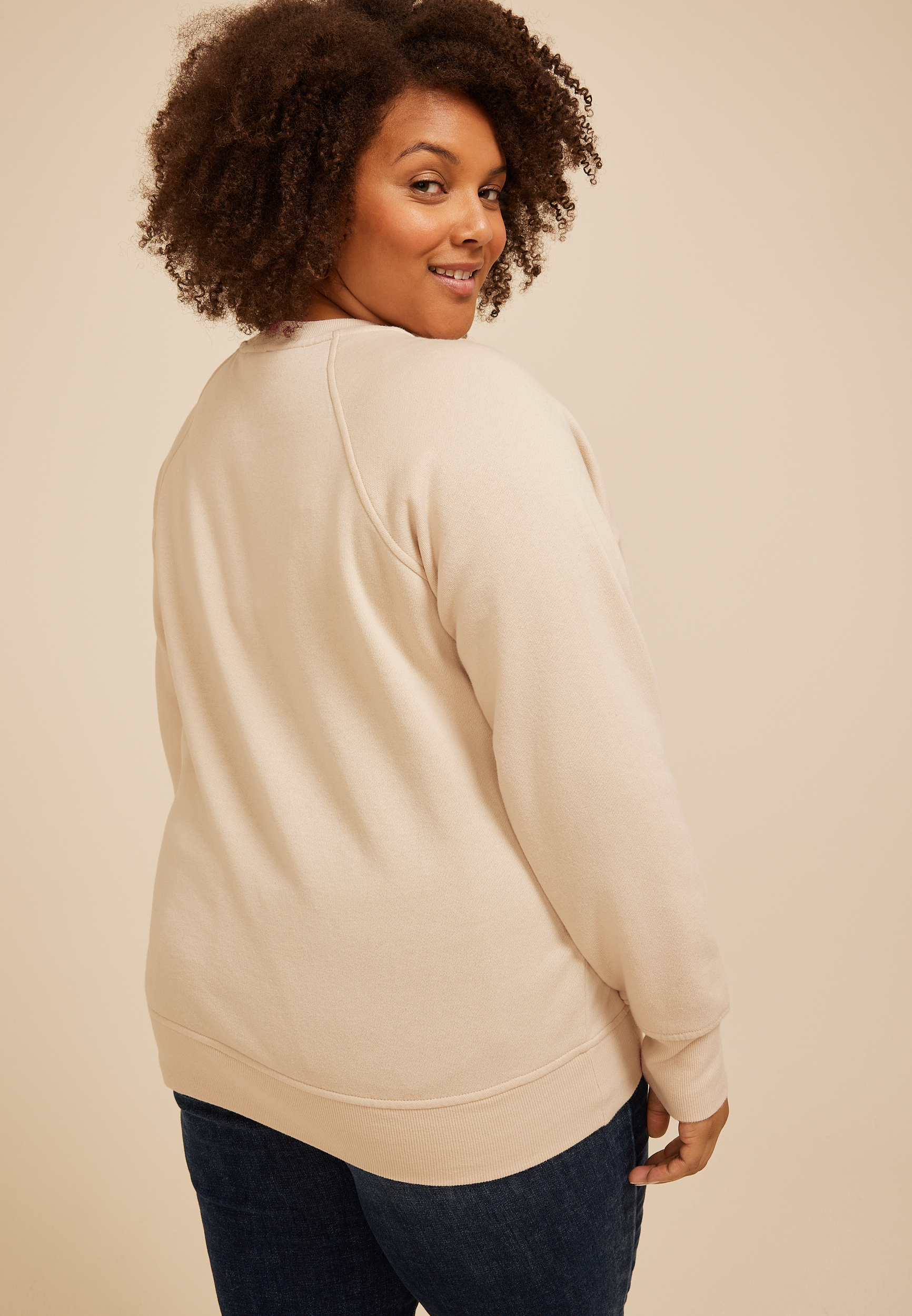 Plus Size Grateful Embroidered Sweatshirt, C999, large