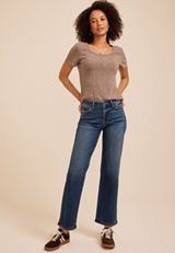 Flying Monkey™ High Rise Raw Hem Slim Wide Leg Jean, C258, small
